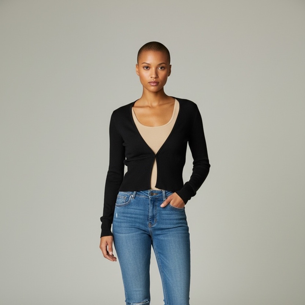 White House Black Market Black Linen-Blend Cardigan – Open Front – Size XS, NWT